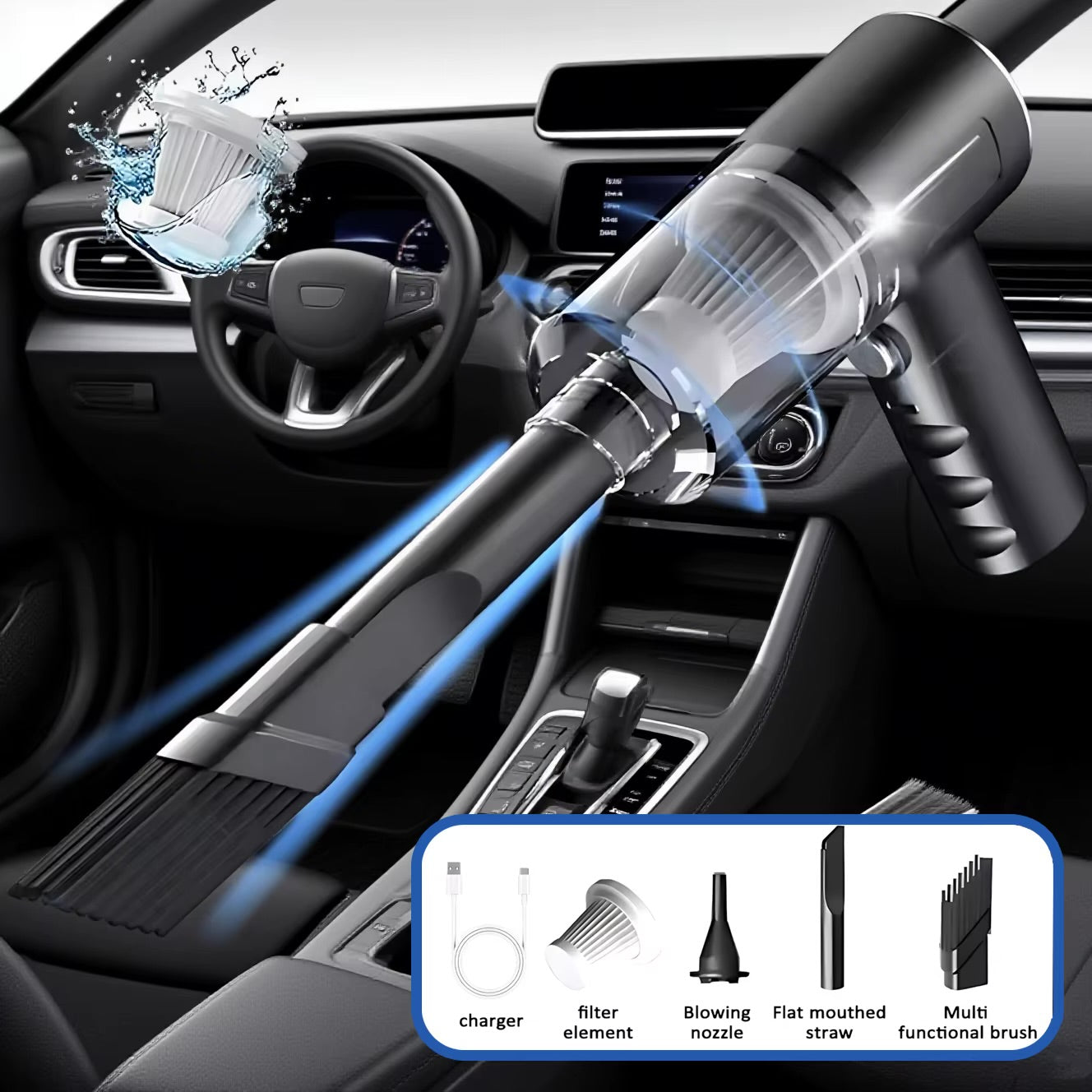 3-IN-1 Cordless Mini Vacuum - Suction + Blower +USB Rechargeable (Car & Home)